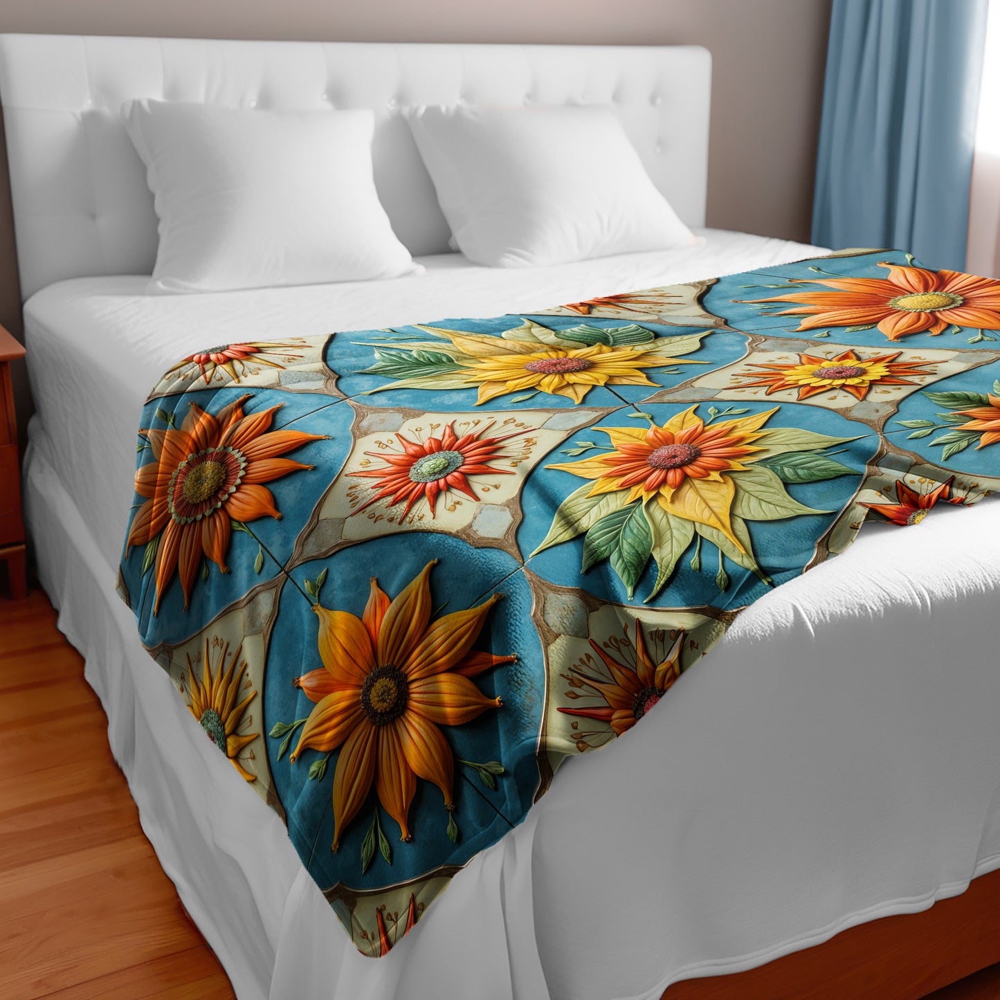Clay Flowers Bed Throw
