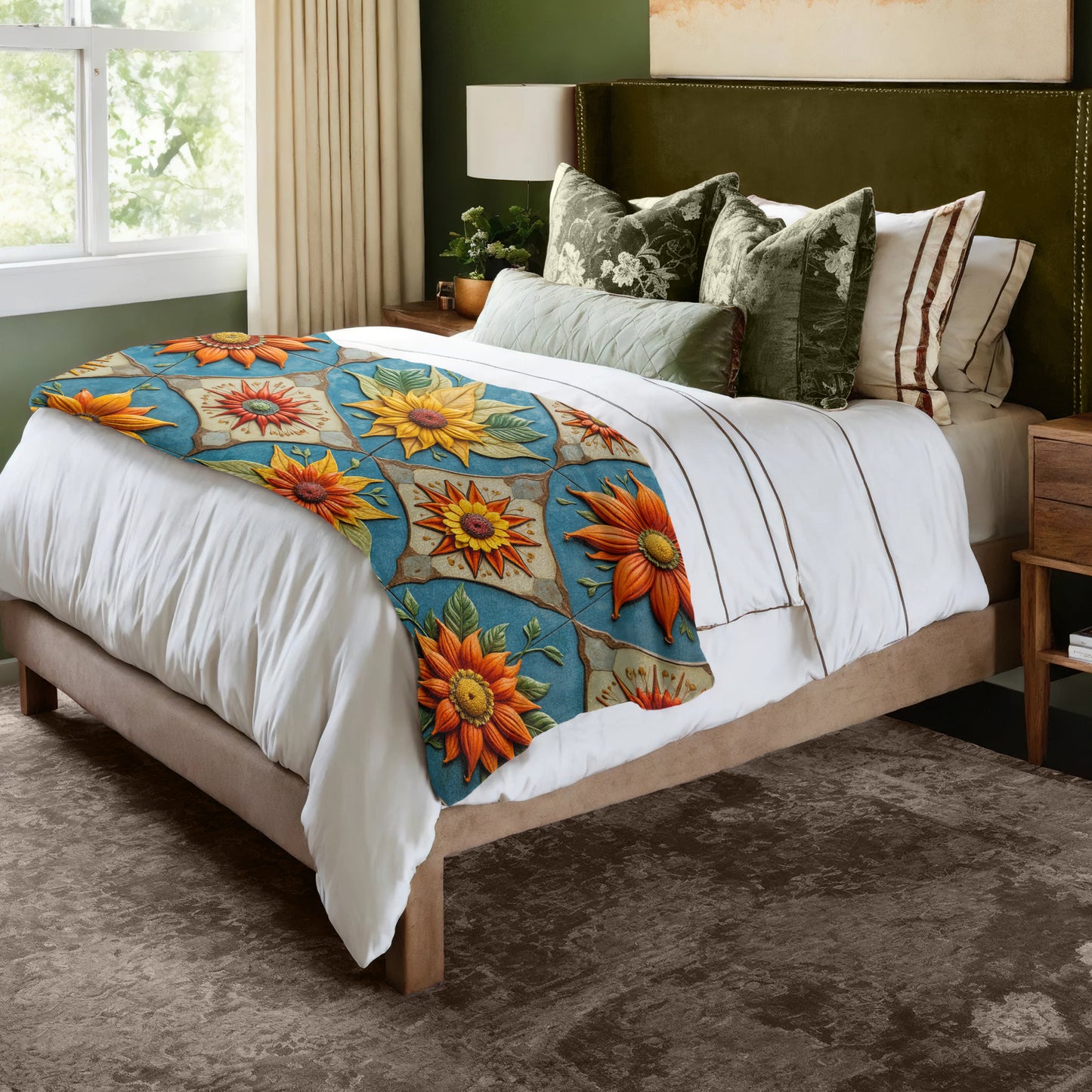 Clay Flowers Bed Throw