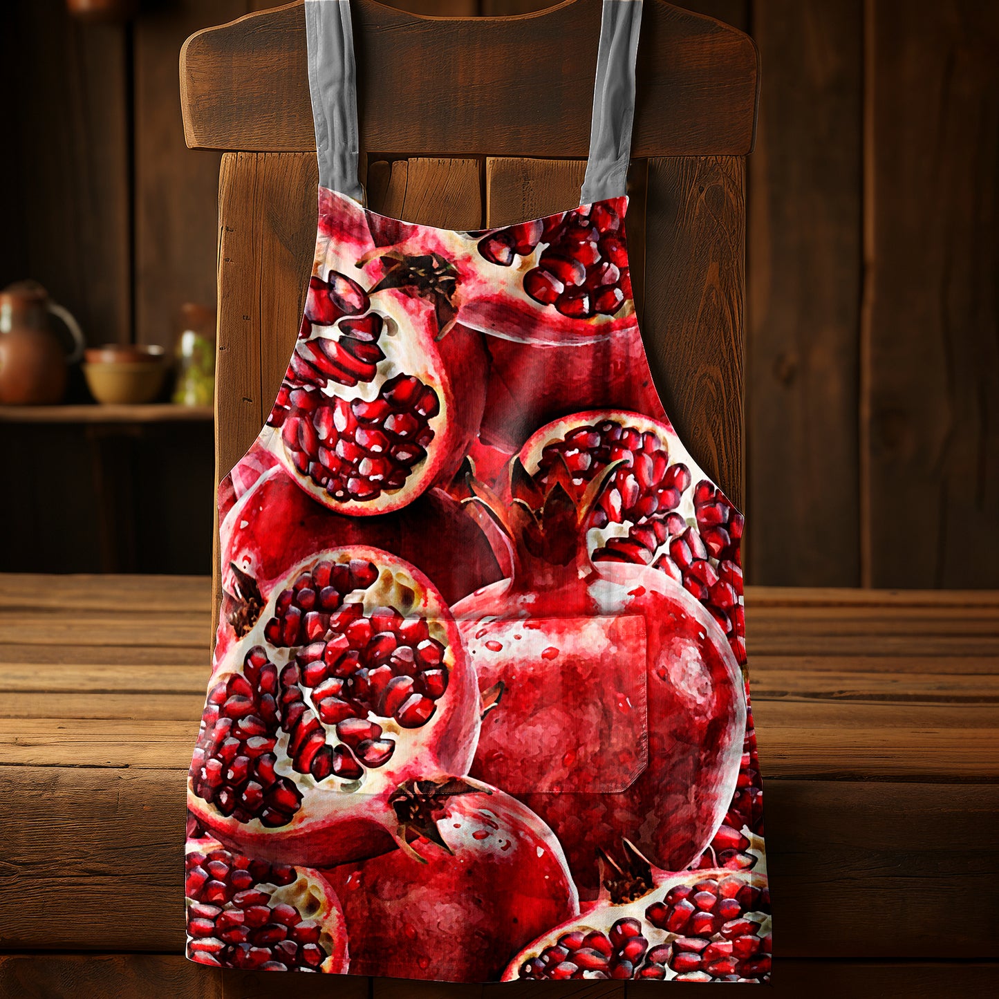 Close Up Pomegranates Medium Length Apron By Mark Van Vuuren