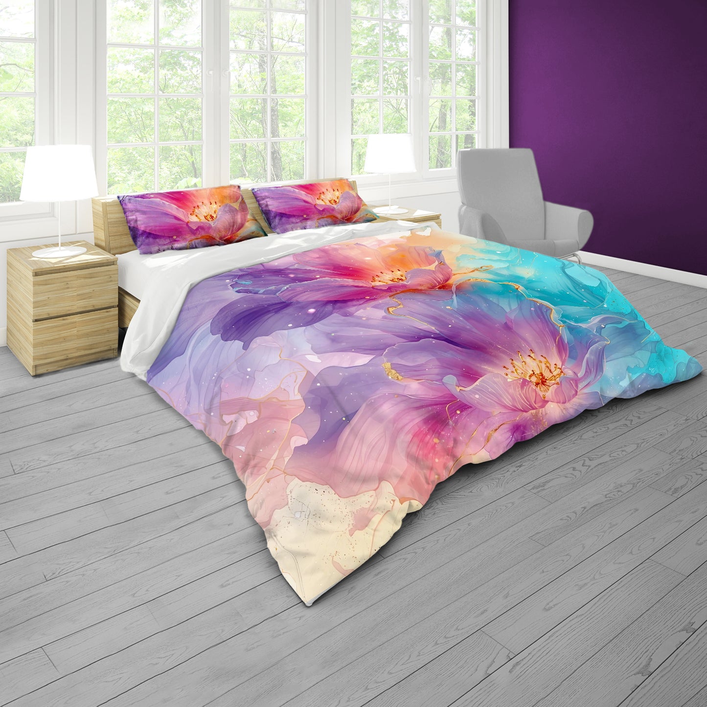 Cloudy Florals Duvet Cover Set