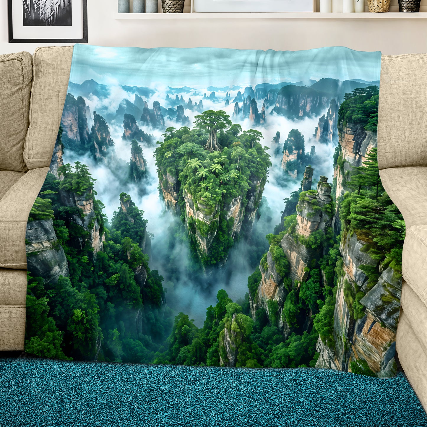 Cloudy Mountain Light Weight Fleece Blanket