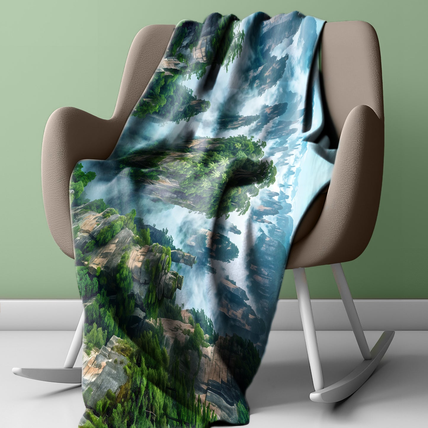Cloudy Mountain Light Weight Fleece Blanket