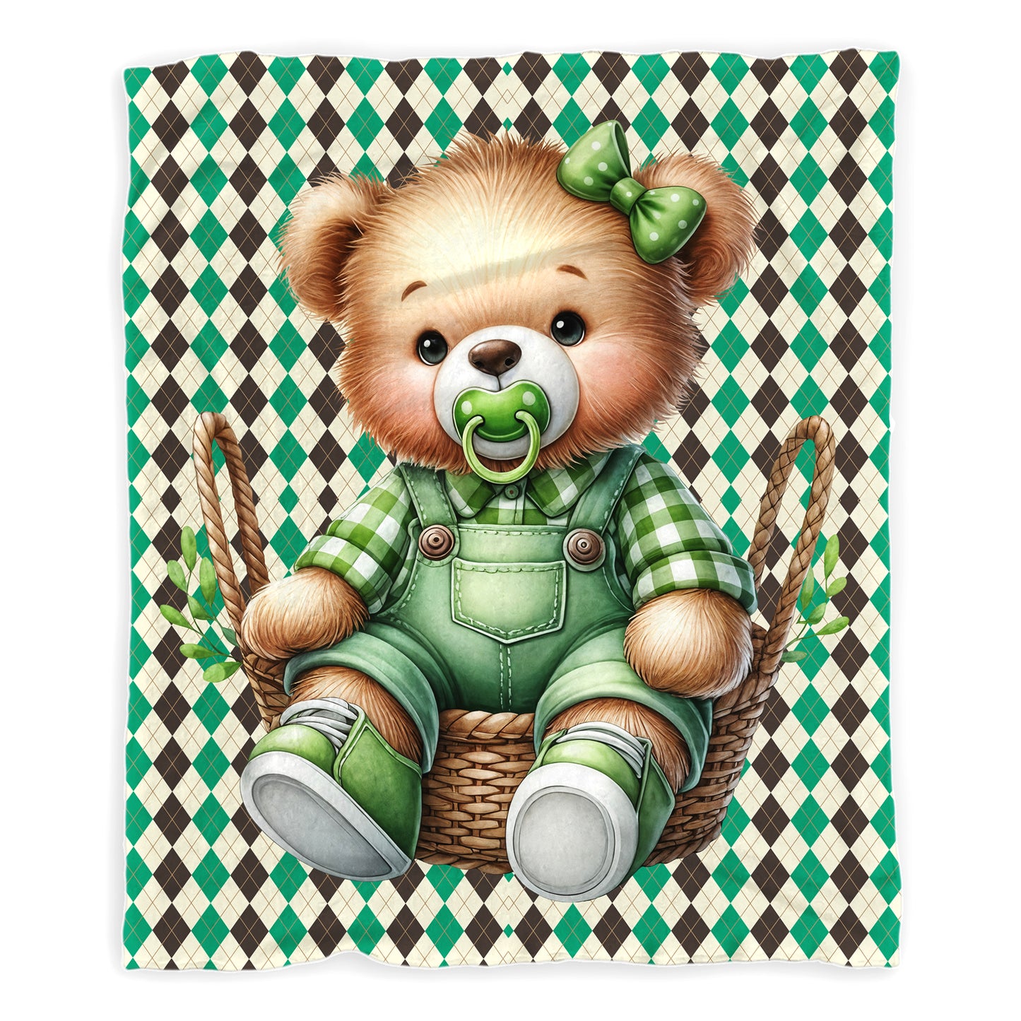 Clover Bear Baby Fleece Blanket