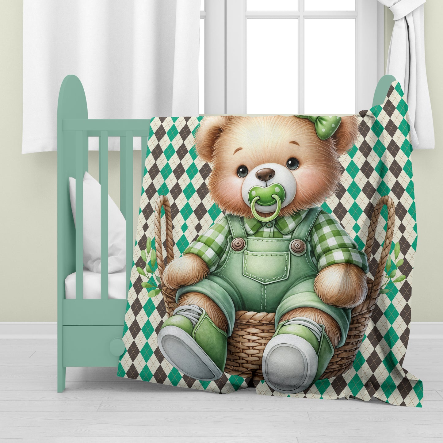 Clover Bear Baby Fleece Blanket