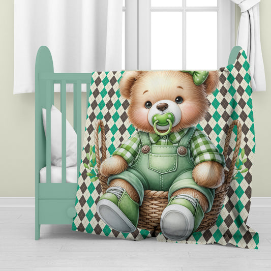 Clover Bear Baby Fleece Blanket