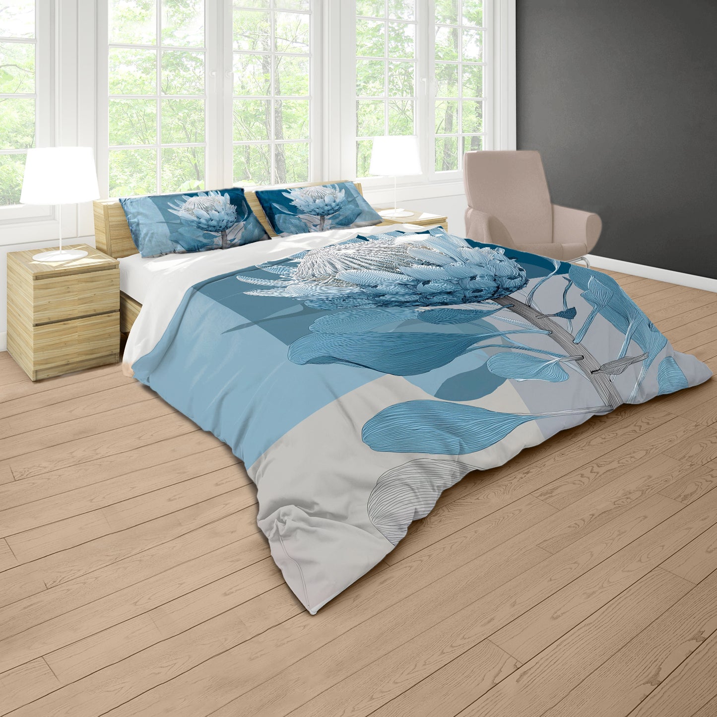 Coastal Fynbos Azure Duvet Cover Set by Wikus Schalkwyk
