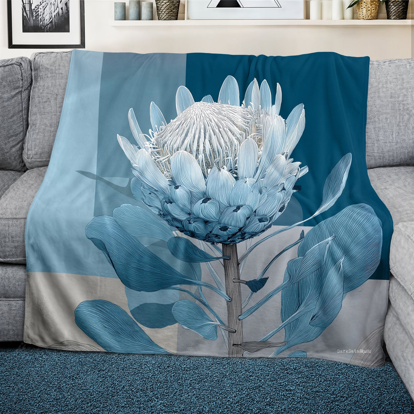Coastal Fynbos Azure Light Weight Fleece Blanket by Wikus Schalkwyk
