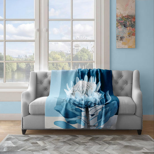 Coastal Fynbos Azure Light Weight Fleece Blanket by Wikus Schalkwyk