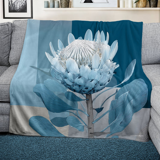 Coastal Fynbos Azure Light Weight Fleece Blanket by Wikus Schalkwyk