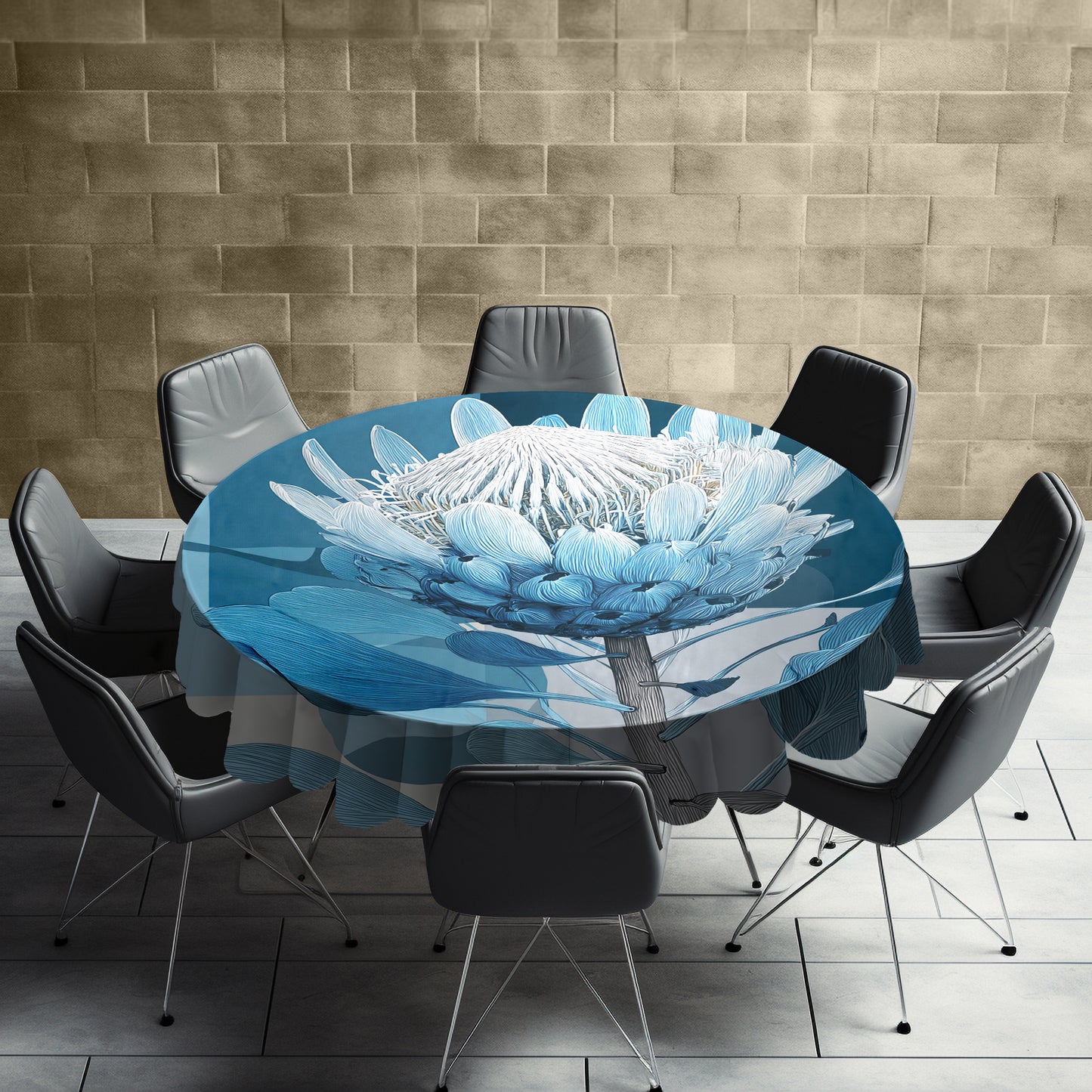 Coastal Fynbos Azure Round Tablecloth by Wikus Schalkwyk