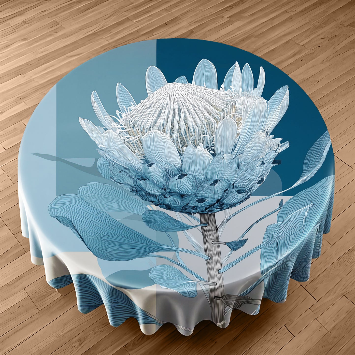 Coastal Fynbos Azure Round Tablecloth by Wikus Schalkwyk