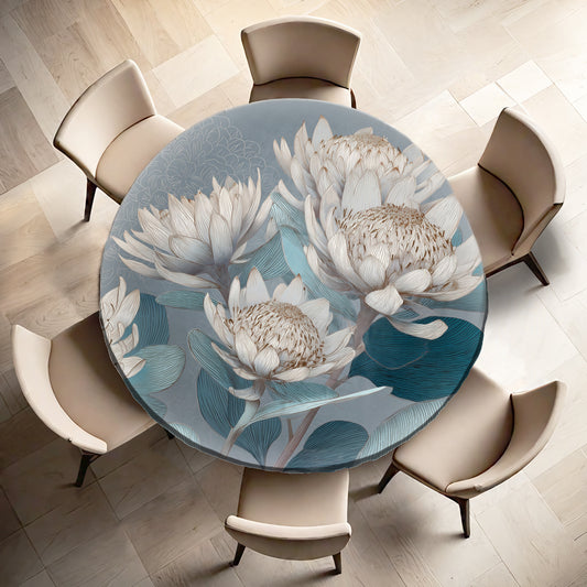 Coastal Protea Bloom Round Tablecloth by Wikus Schalkwyk