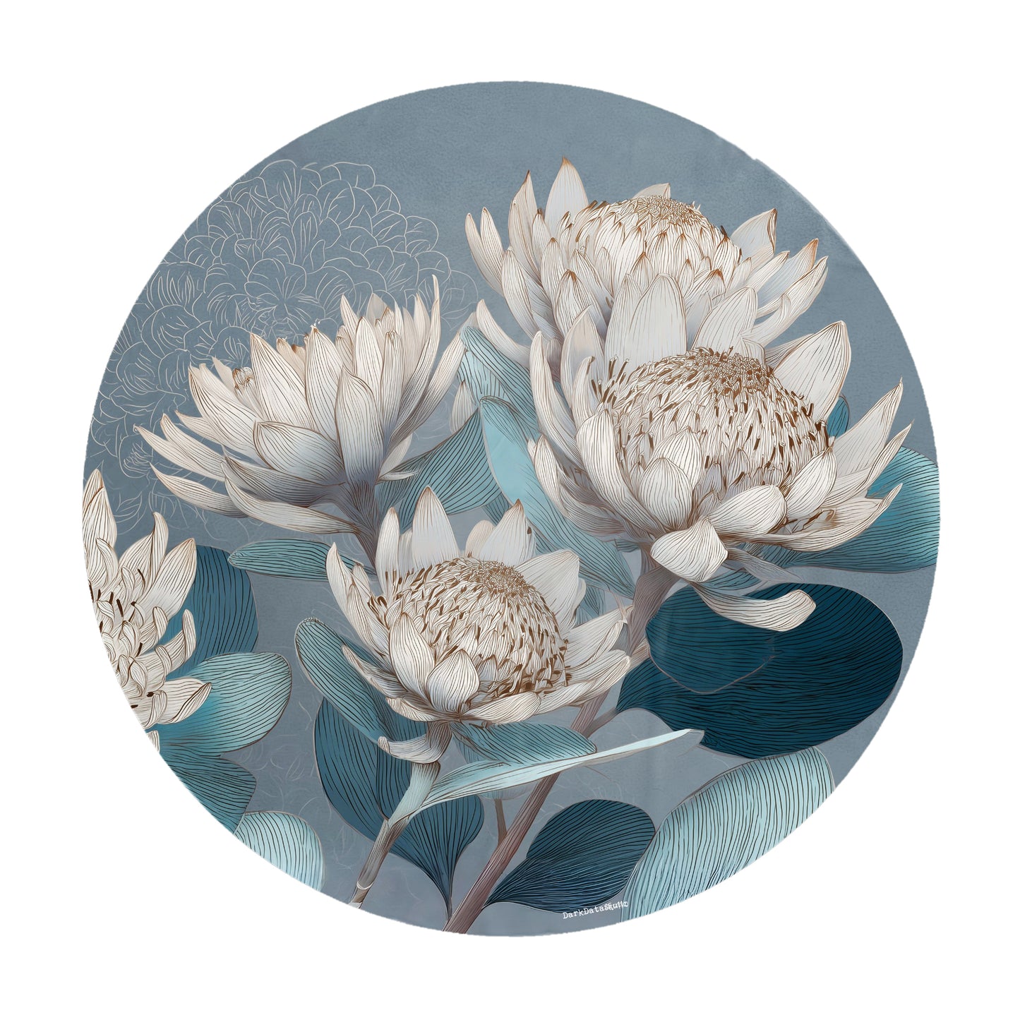 Coastal Protea Bloom Round Tablecloth by Wikus Schalkwyk