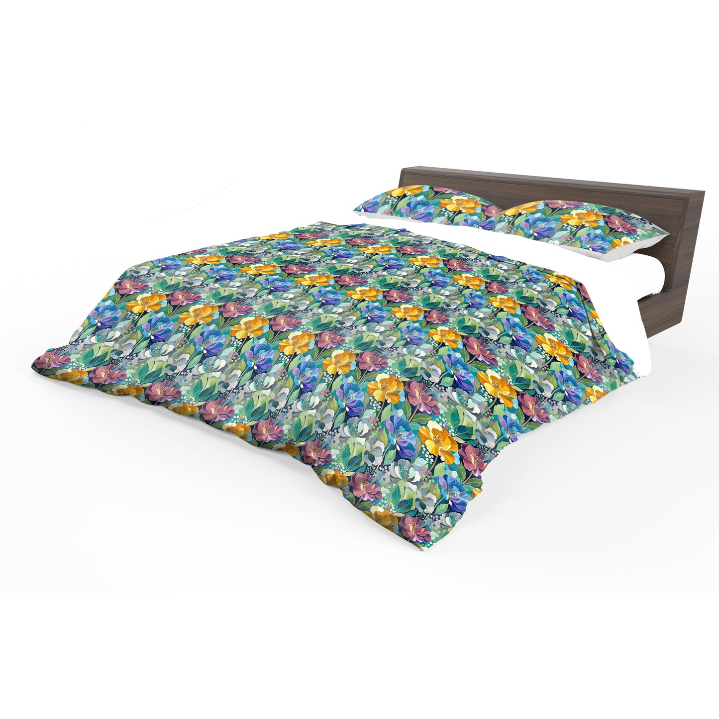 Cobalt & Amber Peonies Duvet Cover Set