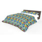 Cobalt & Amber Peonies Duvet Cover Set