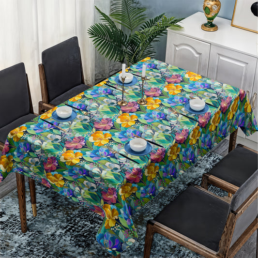 Cobalt & Amber Peonies Rectangle Tablecloth