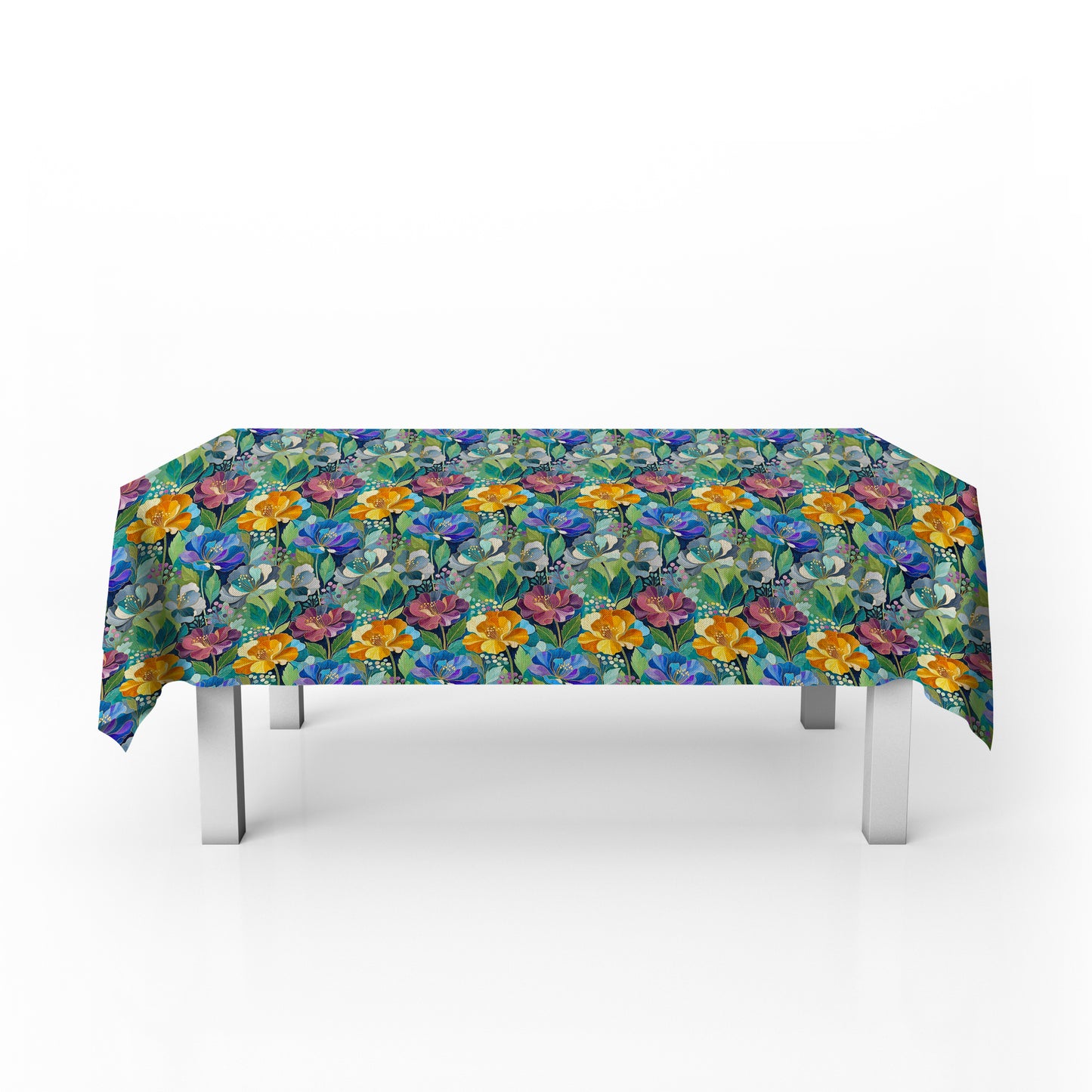 Cobalt & Amber Peonies Rectangle Tablecloth