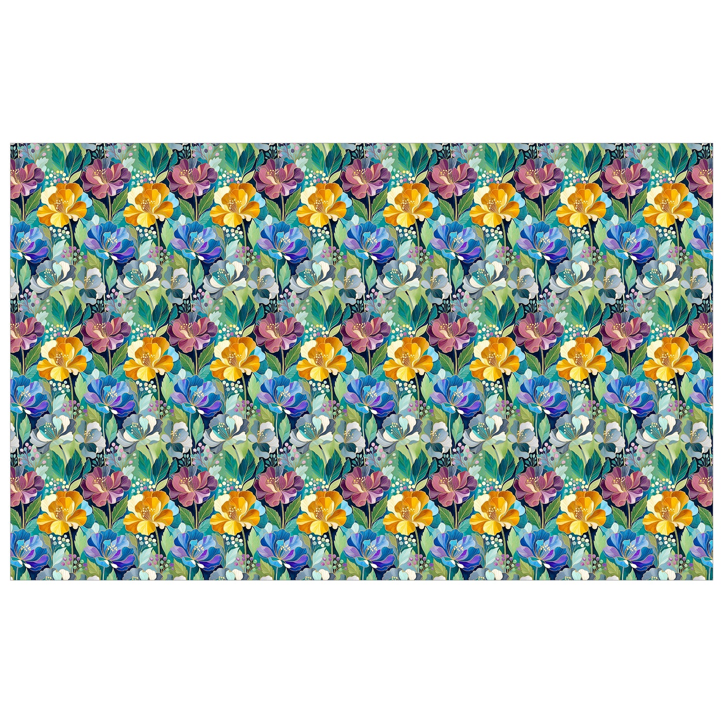 Cobalt & Amber Peonies Rectangle Tablecloth
