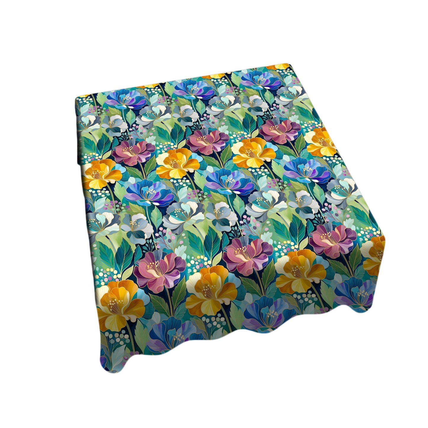 Cobalt & Amber Peonies Square Tablecloth