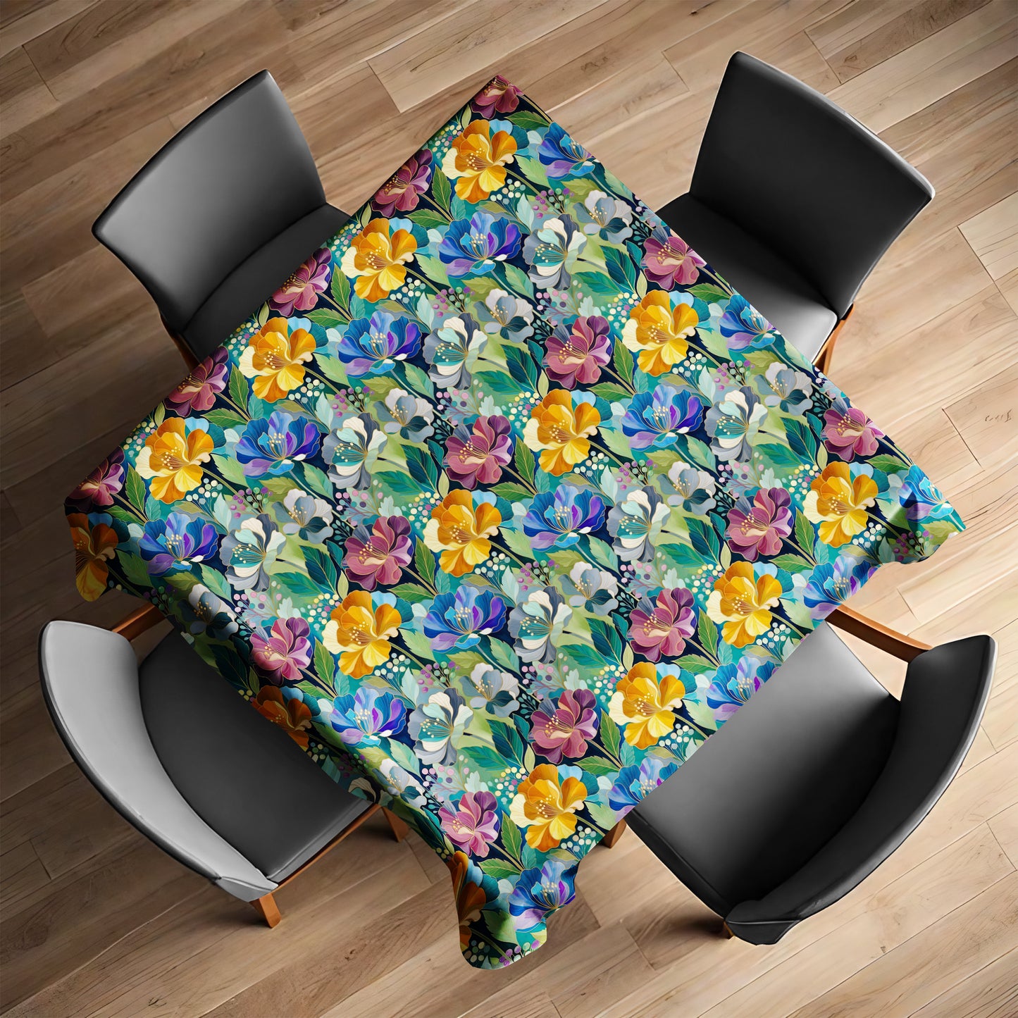 Cobalt & Amber Peonies Square Tablecloth