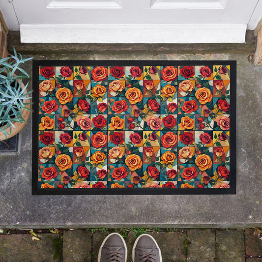 Collage Of Roses Door Mat
