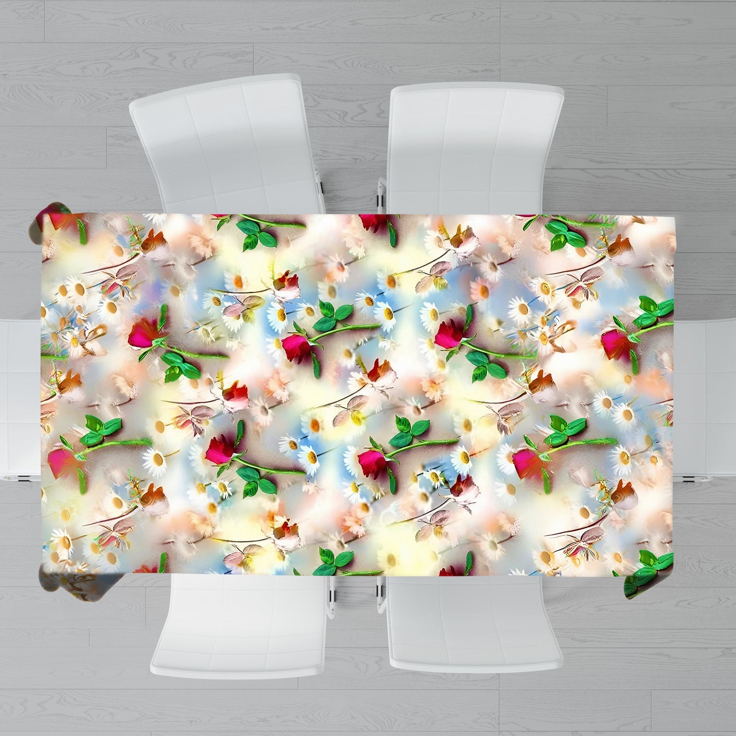Colored Floral Flow Rectangle Tablecloth