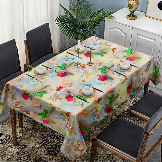 Colored Floral Flow Rectangle Tablecloth