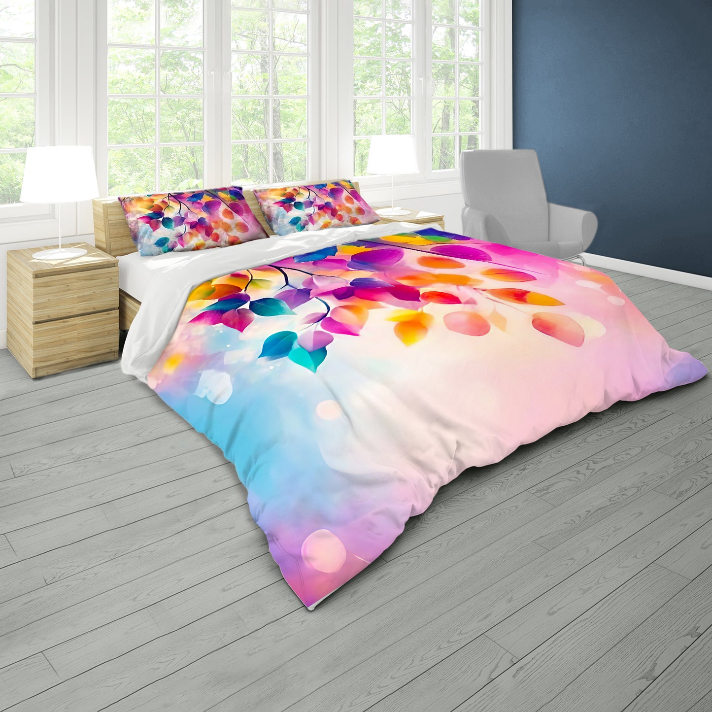 Colored Petal Symphony Duvet Cover Set