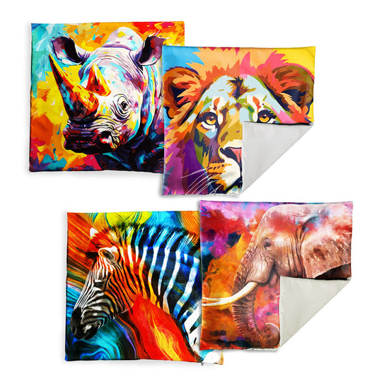 Colorful Safari Animals Luxury Scatter Covers Set of 4