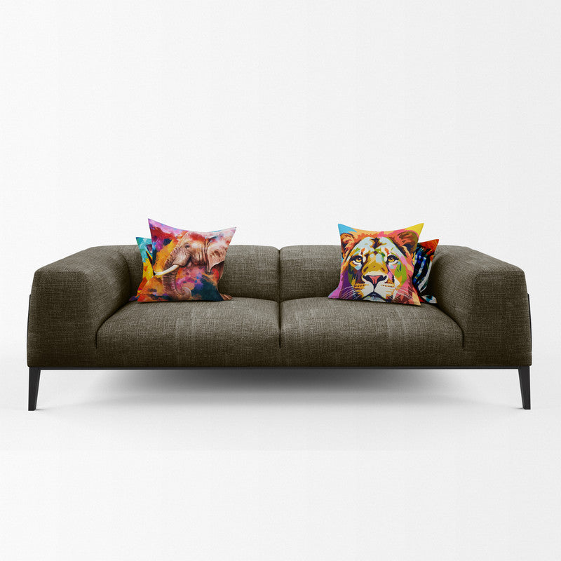 Colorful Safari Animals Luxury Scatter Covers Set of 4