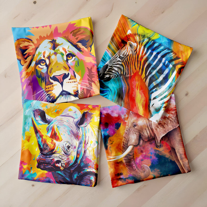 Colorful Safari Animals Luxury Scatter Covers Set of 4