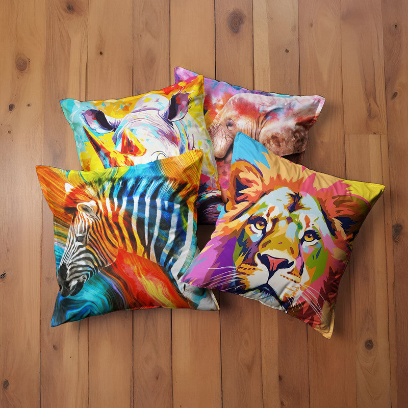 Colorful Safari Animals Luxury Scatter Covers Set of 4