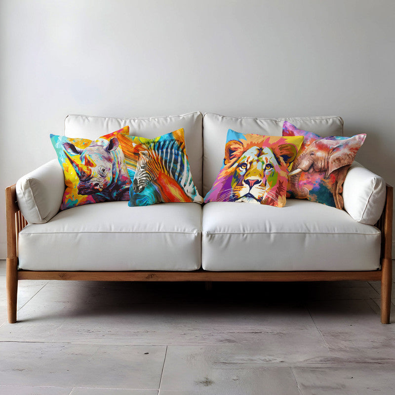 Colorful Safari Animals Luxury Scatter Covers Set of 4