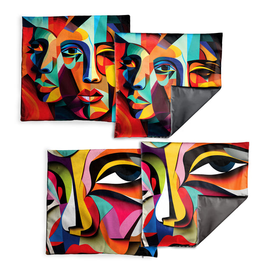 Colourful Face Portrait Luxury Scatter Covers (Set of 4)