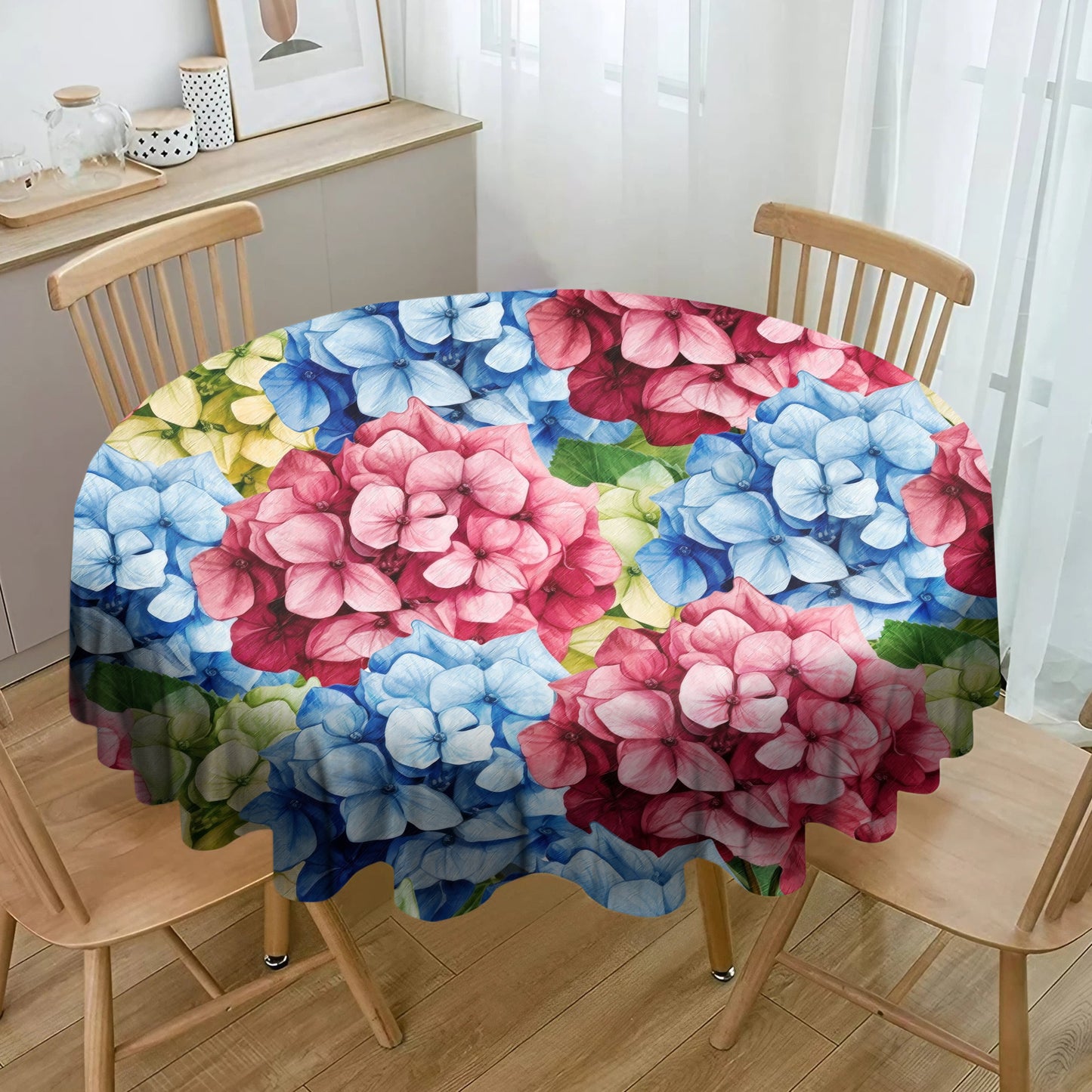 Colourful Hydrangea By Mark Van Vuuren Round Tablecloth
