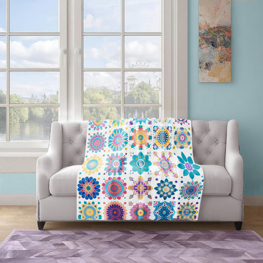 Colorful Boho Mandala Light Weight Fleece Blanket by Wikus Schalkwyk