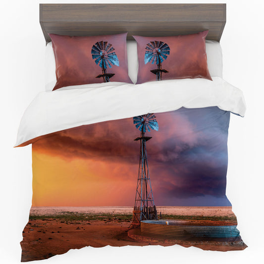 SPECIAL: Colourful Windmill Dam Duvet Cover Set - Double