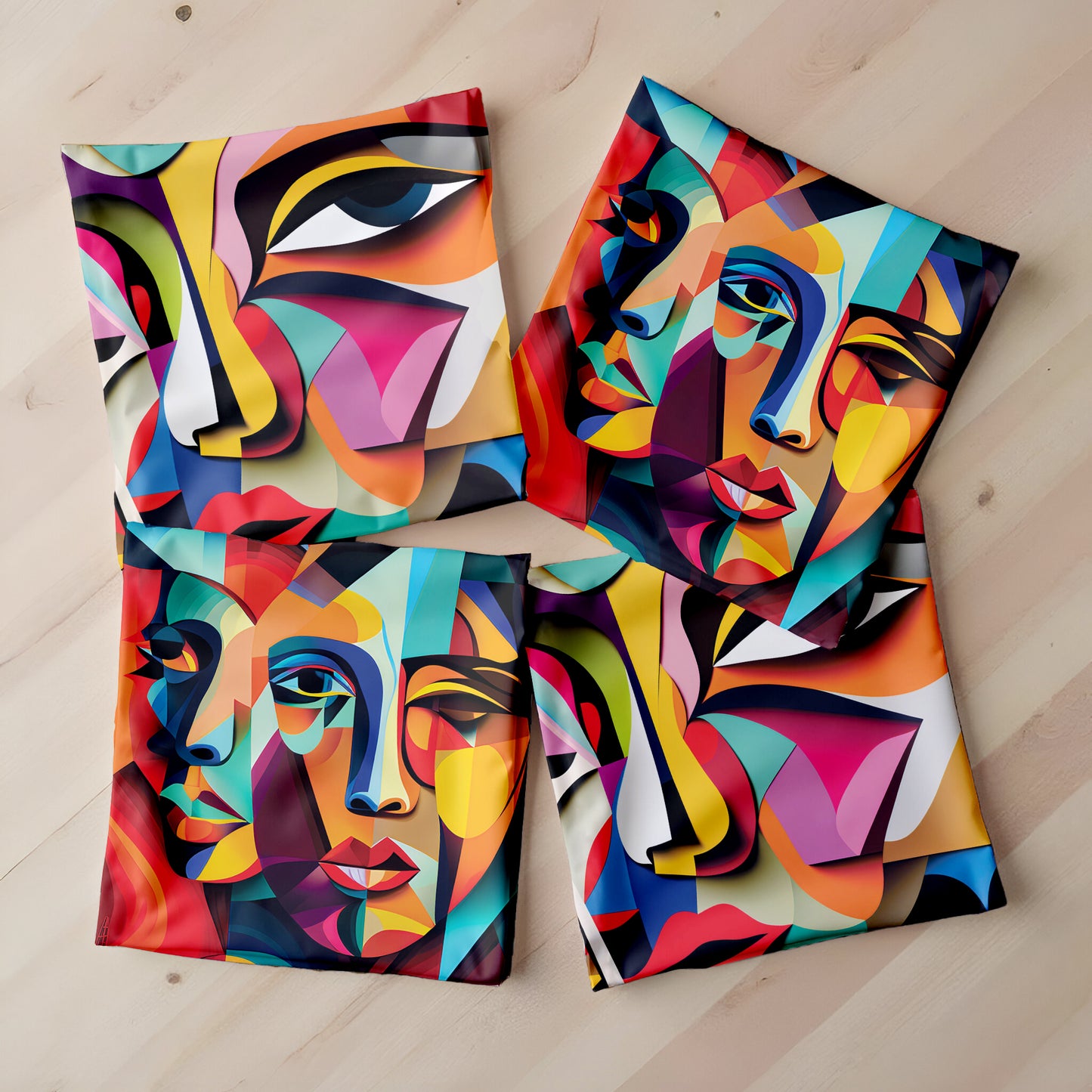 Colourful Face Portrait Luxury Scatter Covers (Set of 4)