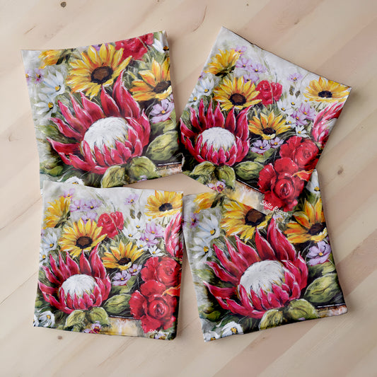 Colourful Floral & Protea Luxury Scatter Covers By Stella Bruwer (Set of 4)