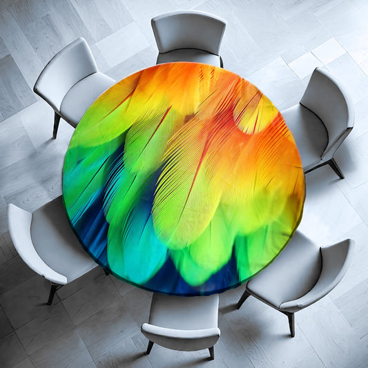 Colour Fluffy Feathers Round Tablecloth