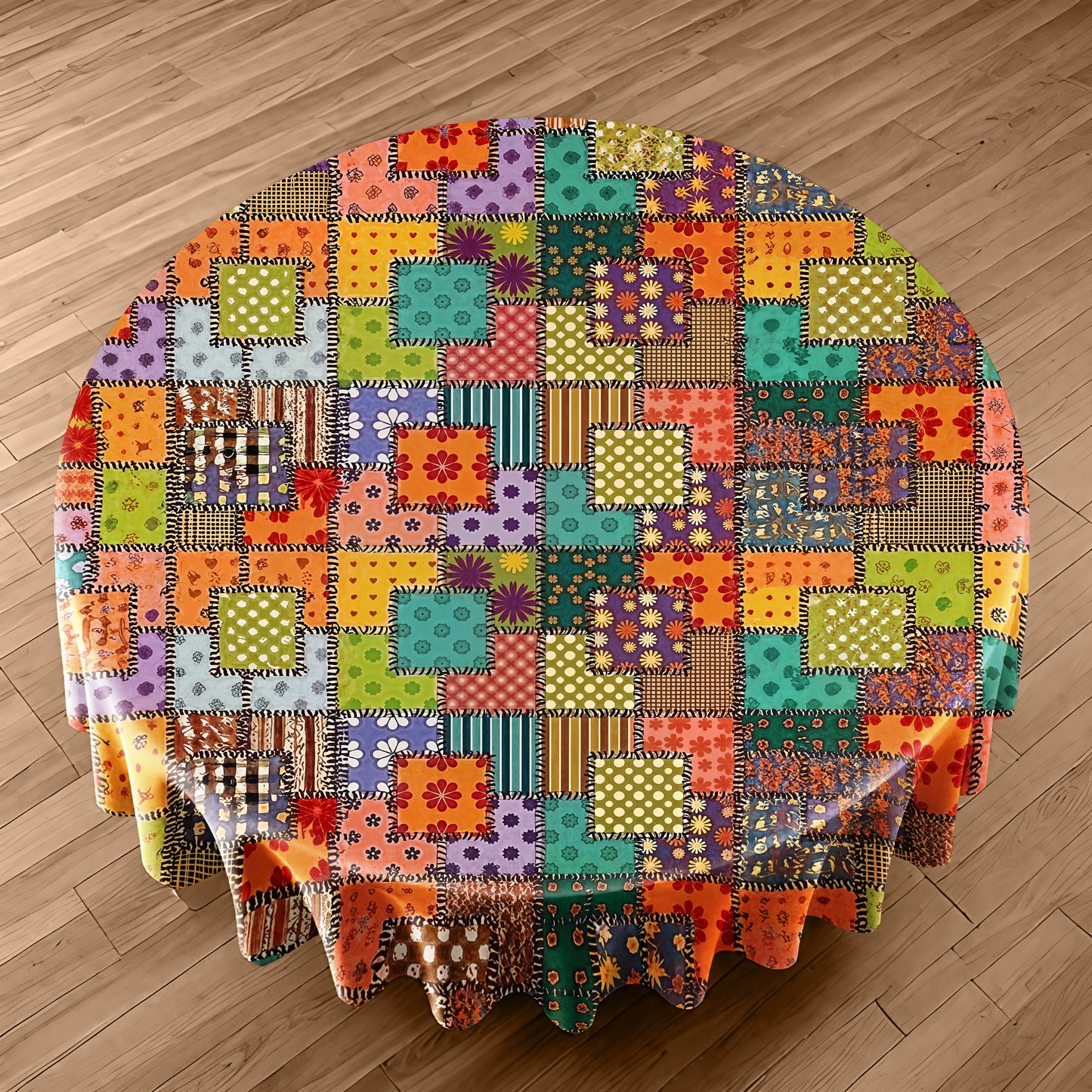 Colour Blocks Round Tablecloth