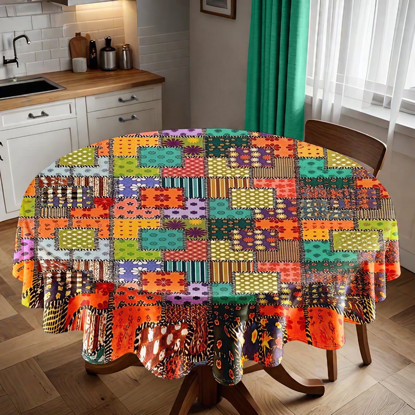 Colour Blocks Round Tablecloth