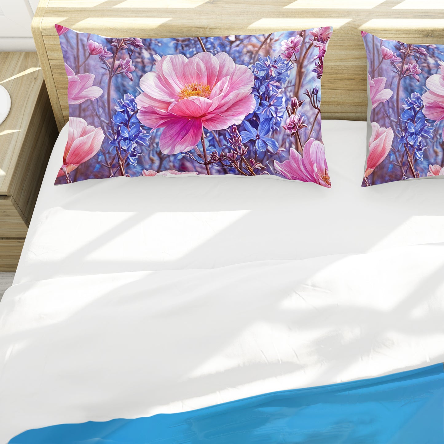 Colour Dripped Pink Blooms Duvet Cover Set