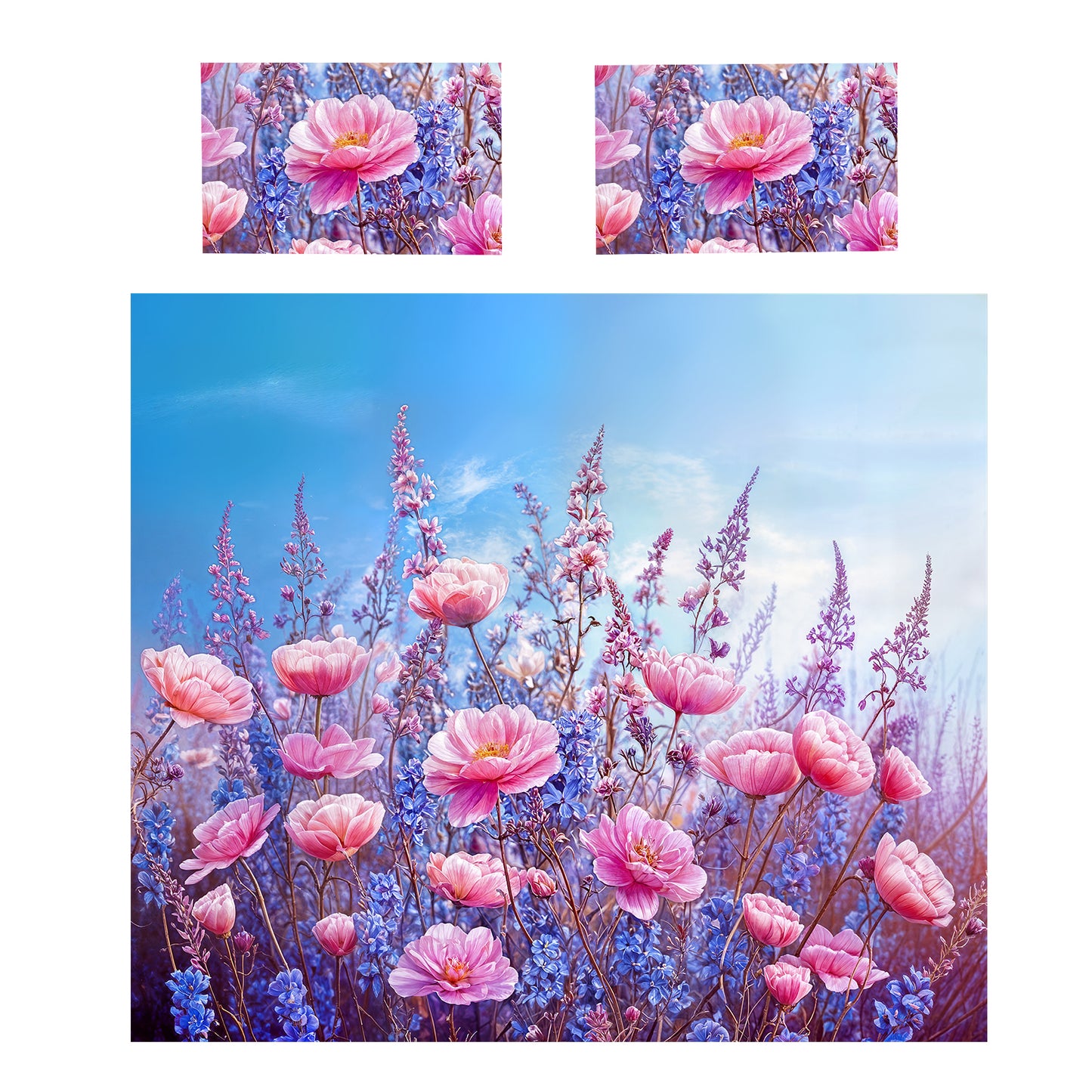 Colour Dripped Pink Blooms Duvet Cover Set