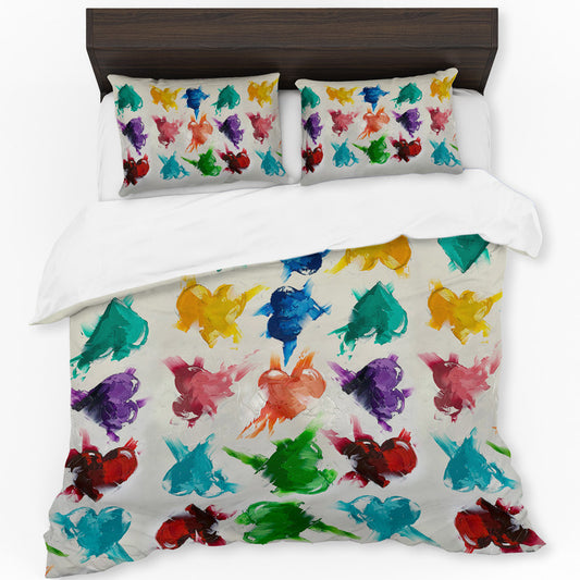 Coloured Hearts Duvet Cover Set by Juanette Menderoi