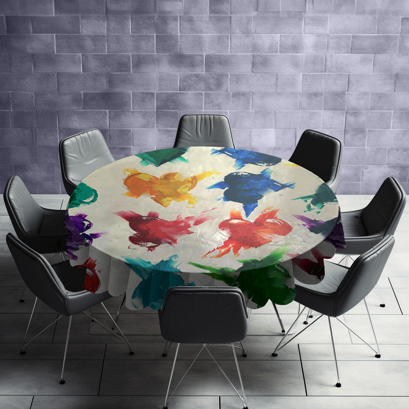 Coloured Hearts Round Tablecloth by Juanette Menderoi