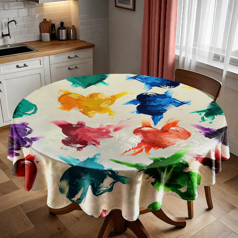 Coloured Hearts Round Tablecloth by Juanette Menderoi