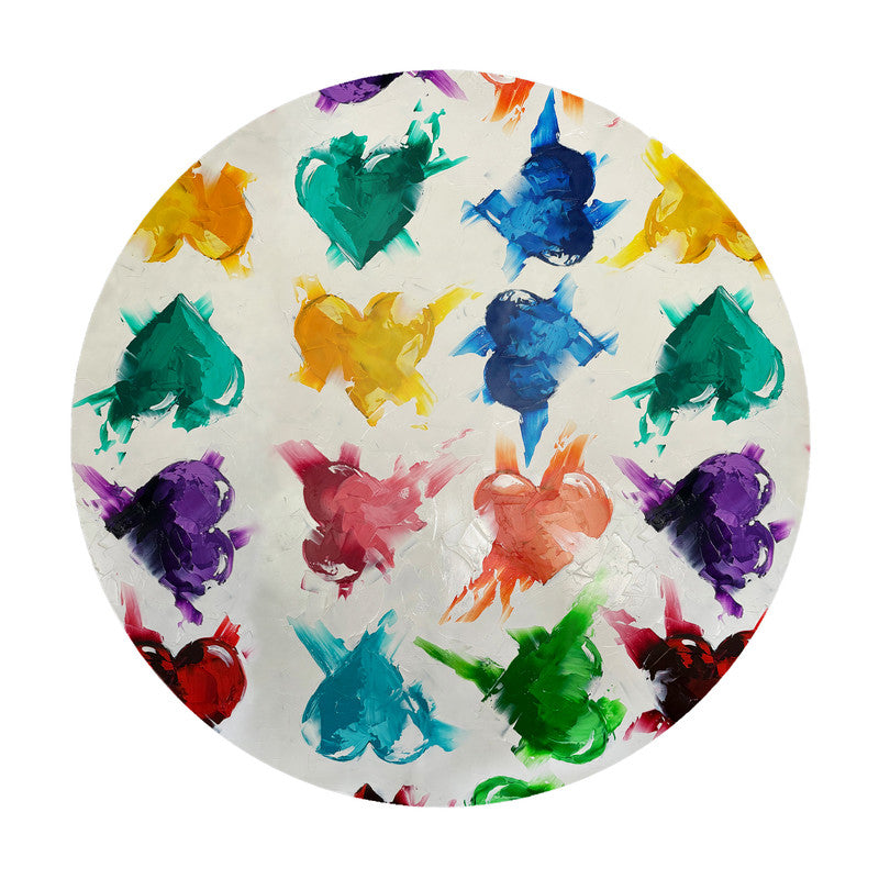 Coloured Hearts Round Tablecloth by Juanette Menderoi