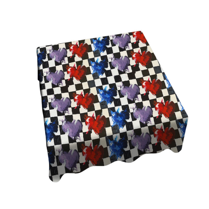 Coloured Hearts Square Tablecloth by Juanette Menderoi