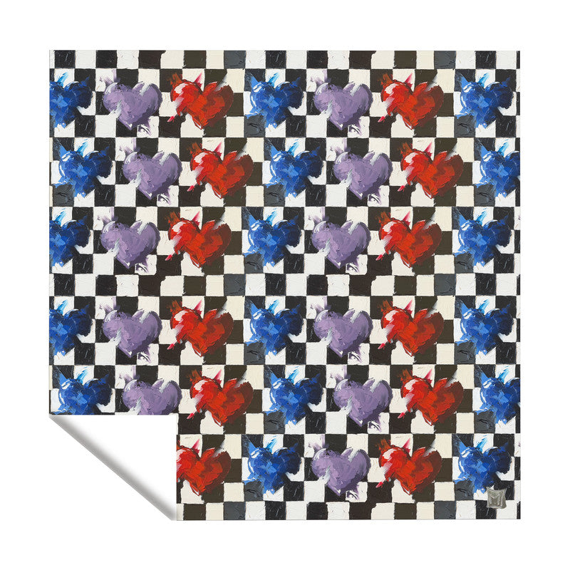 Coloured Hearts Square Tablecloth by Juanette Menderoi